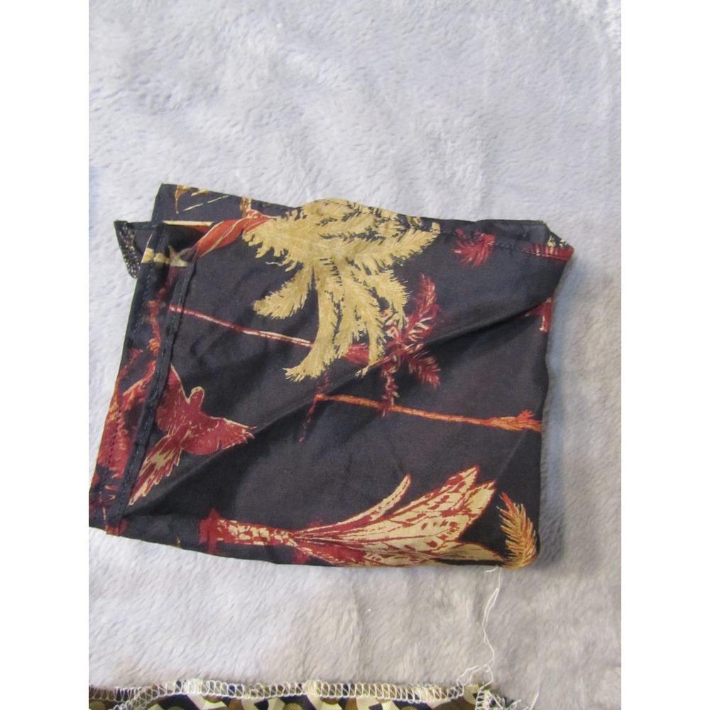 Mens Pocket Square Lot 4pc Blue Medallion Gold Dot Geometric Tropical Pattern - Picture 6 of 6